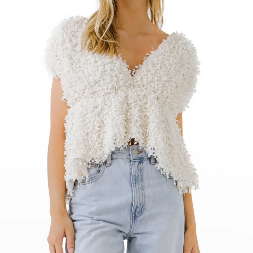 Endless Rose Short Sleeve Plunge Textured Top